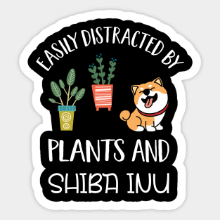 Funny Easily Distracted By Plants And Shiba Inu Sticker